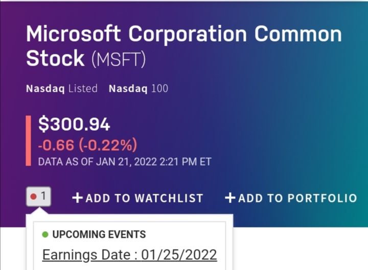 Aus dem Angebot des Börsen Platzes Nasdaq.com abgerufen am 21.01.2022