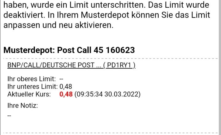Quelle: Benachrichtigung vom Gluecksdrache Musterdepot am 30.03.2022