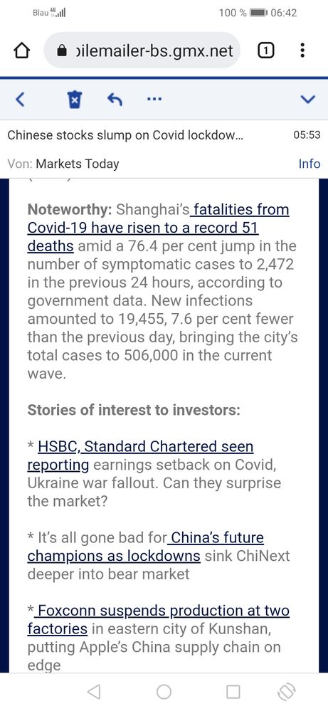 Quelle: South China Morning Post, Newsletter ca. 25. April 2022