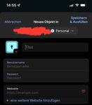 photoTAN App - 1Password neuer Eintrag