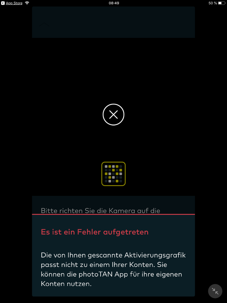 Fehlermeldung nach Einscannen