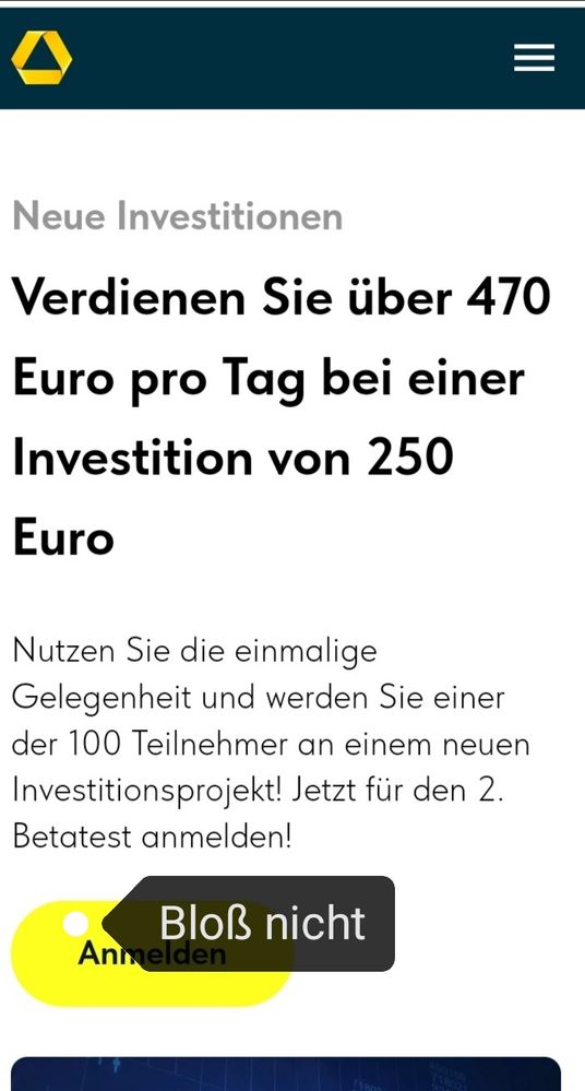 Quelle: Über Ads verlinkte Phishing-Seite, abgerufen am 25.12.2022
