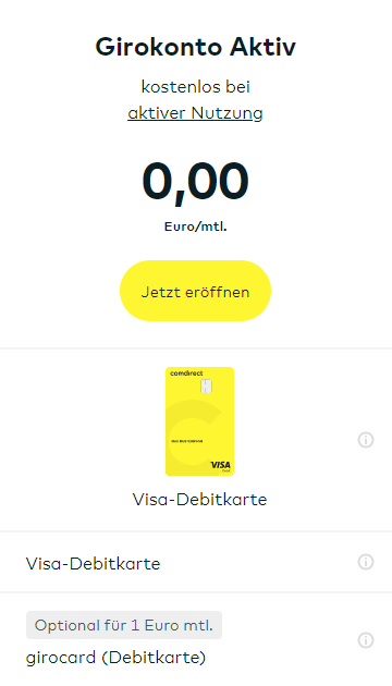 comdirect girocard kostenpflichtig