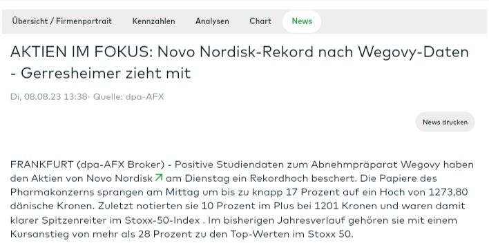Quelle: comdirect Informer, Bereich Märkte, abgerufen am 08.08.2023