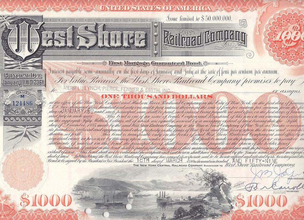 West Shore Railroad Company - 4 Prozent Bond, endfälligis 2361