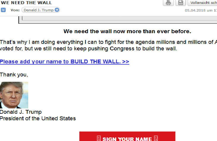 Aus einer öffentlichen Kampagnen Rund E-Mail