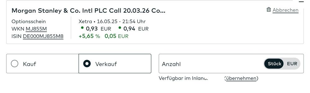 Quelle: comdirect Handelssystem, Kundenansicht, abgerufen 1m 18.05.2025