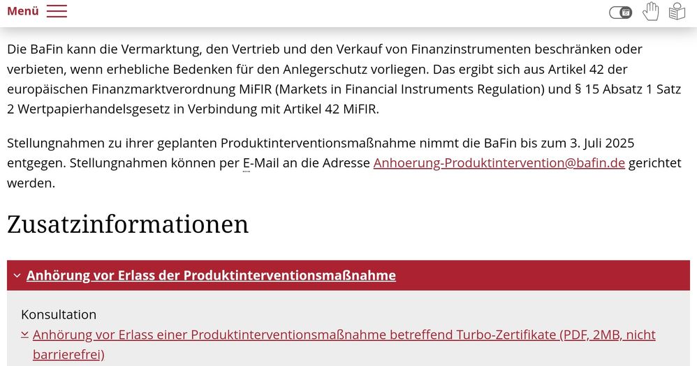 Quelle: Webseite der BAFin, Bürgeransicht im nicht eingeloggten Zustand, abgerufen am 22.05.2025