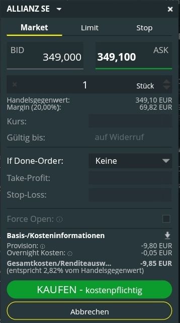 Quelle: comdirect CFD Handelssystem, Kundenansicht, Mai 2025 (historisches Bild)