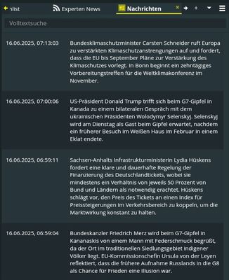Screenshot aus dem CFD-Handelssystem, Kundenansicht, 16.06.2025