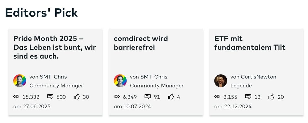 Quelle: comdirect Community, Kundenansicht (eingeloggter Zustand), abgerufen am 16.07.2025