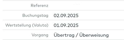 Quelle: comdirect Online-Kontoauszug, Kundenenasicht/eingeloggt, abgerufen am 02.09.2025