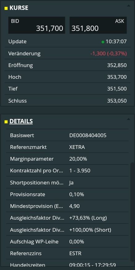 Quelle: comdirect CFD Trader Pro, System im Echtbetrieb/Kundenansicht, abgerufen am 10.09.2025