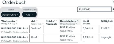 Quelle: comdirect Ordersystem, Kundenkonto (eingeloggter Zustand), abgerufen am 19.09.2025