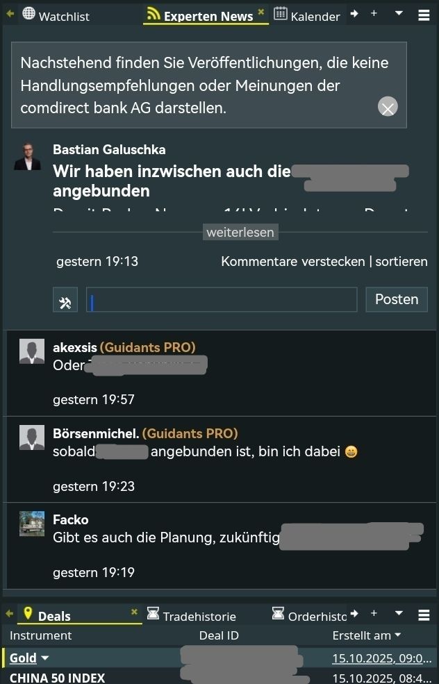 Quelle: comdirect CFD-Handelssystem, eingeloggter Zustand/Kundenansicht, abgerufen am 15.10.2025