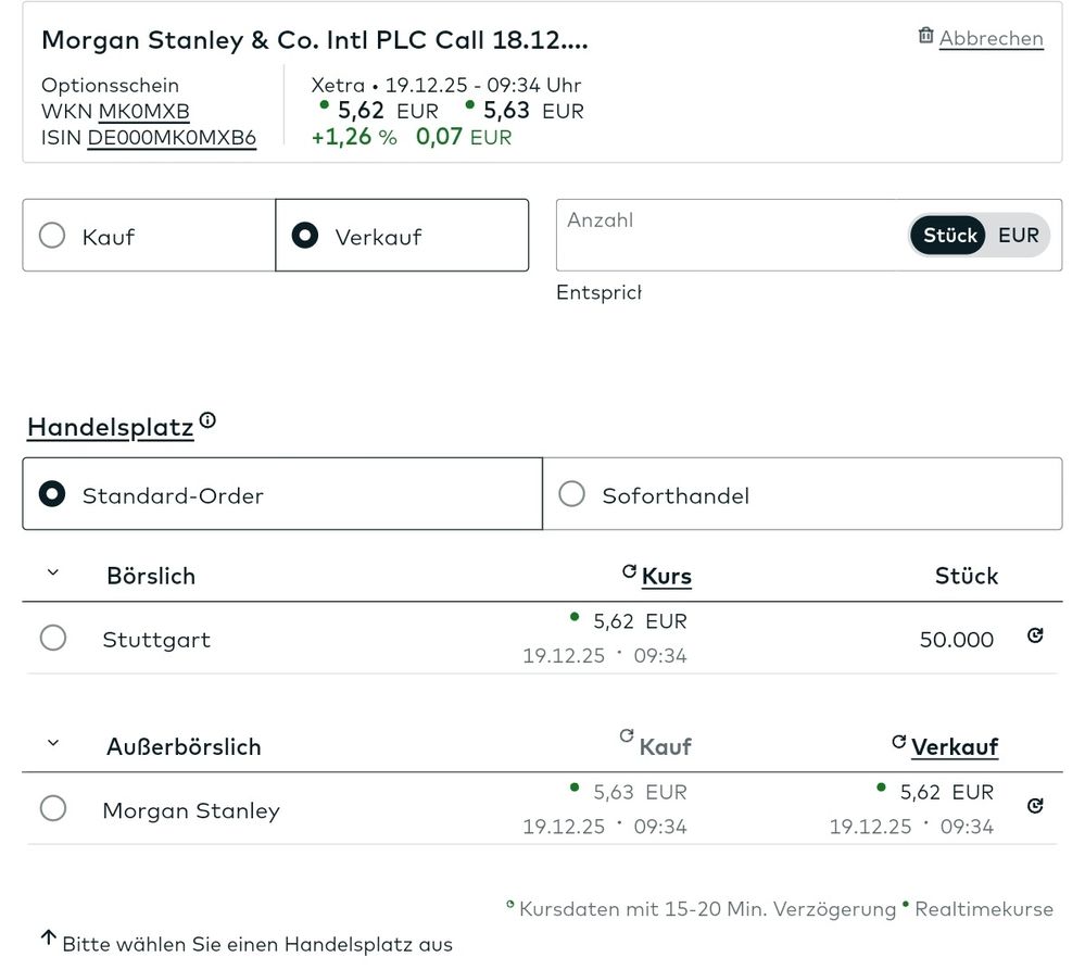 Quelle: comdirect Webseoite, eingeloggter Zustand/Kundenansicht, abgerufen am 19.12.2025