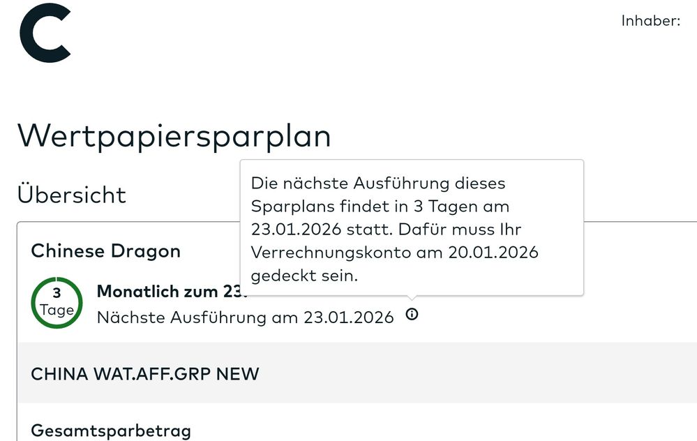 Quelle: comdirect Webseite, Kundenansicht/eingeloggter Zustand, abgerufen am 20.01.2026