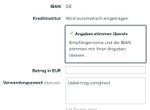 Maske mit der Transaktionsmöglichkeit Umbuchung innerhalb der Kundenverbindung