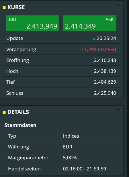 Quelle: comdirect CFD-Trader pro, Kundenansicht/eingeloggter Zustand, abgerufen am 27.04.2026