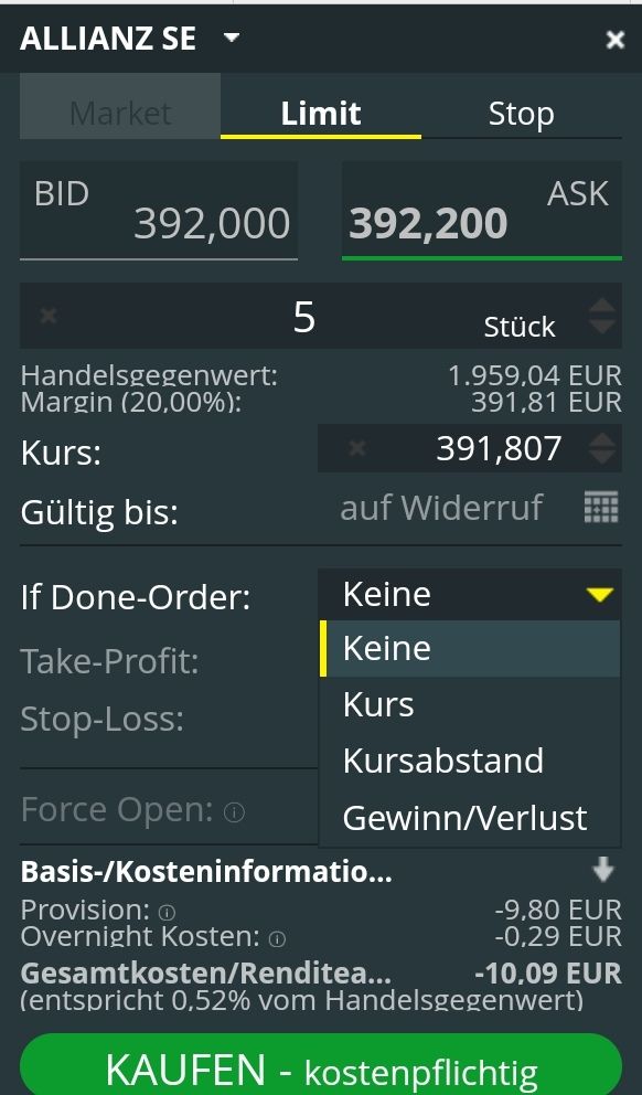 Quelle: comdirect CFD-Trader pro, eingeloggter Zustand/Kundenansicht, abgerufen am 28.04.2026