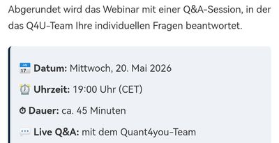 Quelle: Quasi öffentliche Rundmail von Quant4You, erhalten ohne irgendeinen besonderen Status, 20.05.2026