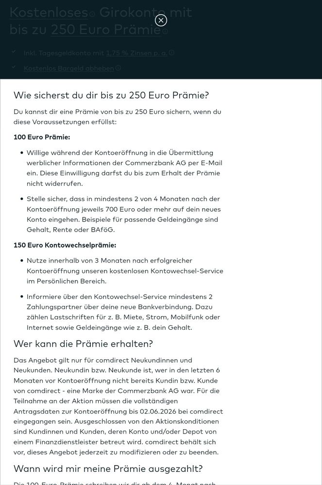 Quelle: comdirect Webseite, abgerufen am 23.05.2026