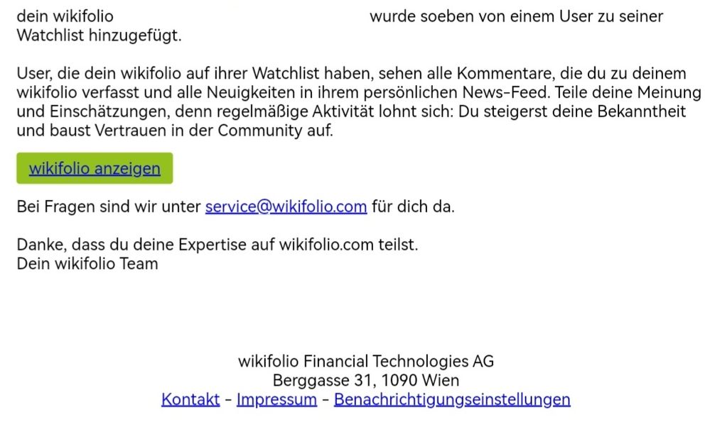 Quelle: E-Mail-Benachrichtigung (Template) an den Trader über neues Watchlisting