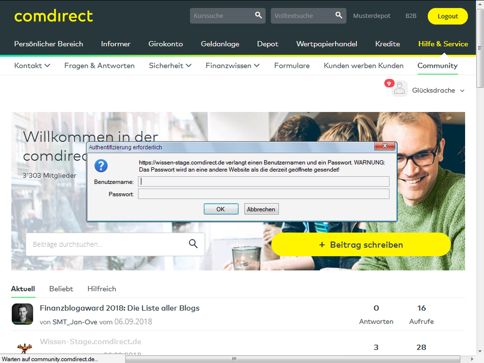 Quelle: Persönölicher Bereich bei comdirect