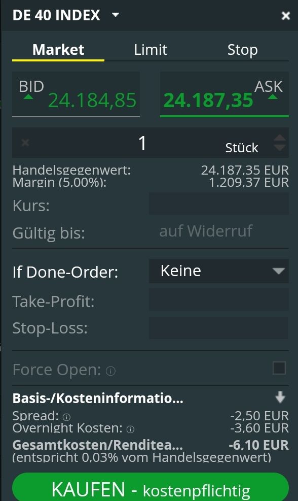 Quelle: comdirect CFD-Trader pro, Kundenansicht, abgerufen am 11.06.2026
