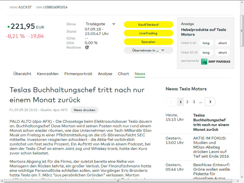 Gerade abgerufen im comdirect Informer