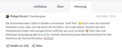 Quelle: wikifolio AG Webseite, abgerufen am 01.08.2026