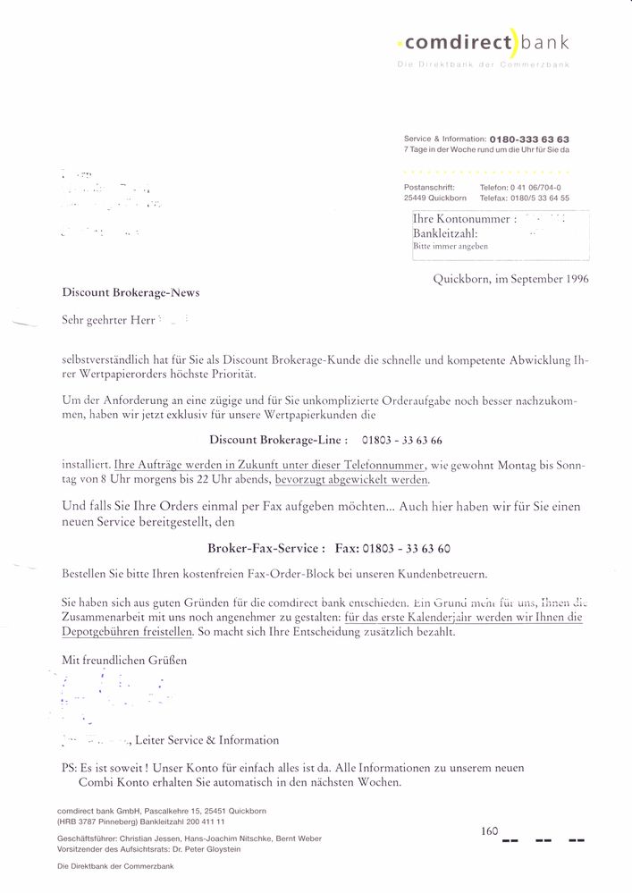 Die comdirect bank in 1996 - der Feinkost Albrecht unter den Discount Brokern