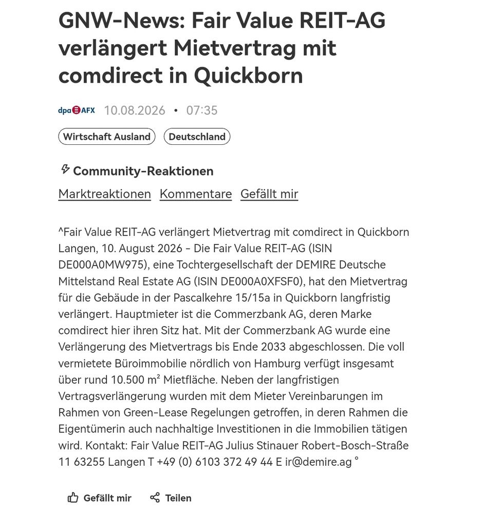Quelle: Hochwertiger Nachrichtenfeed von dpa-AFX, hier abgebildet bei der wikifolio AG, abgerufen am 10.08.2026
