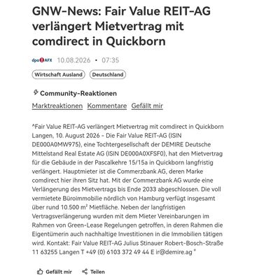 Quelle: Hochwertiger Nachrichtenfeed von dpa-AFX, hier abgebildet bei der wikifolio AG, abgerufen am 10.08.2026