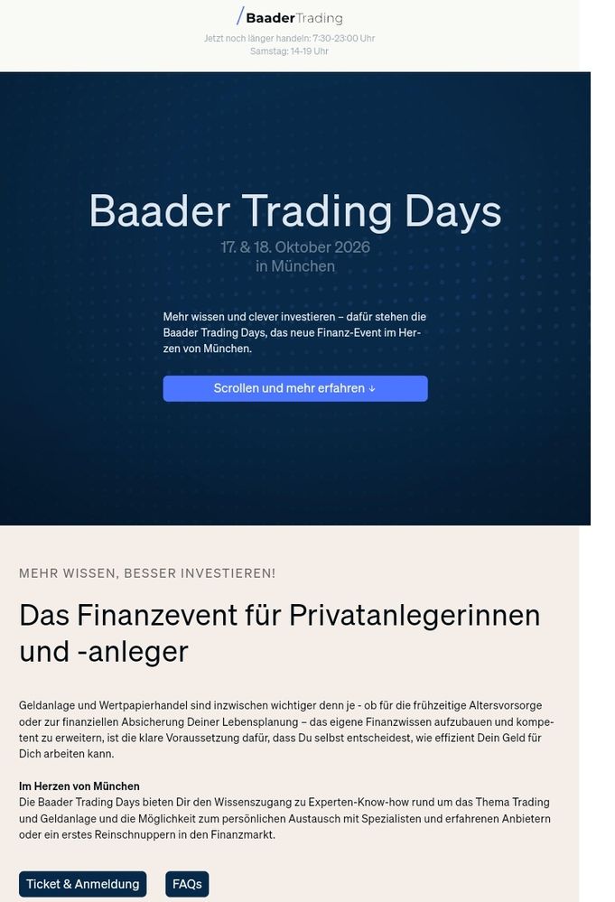 Quelle: Webseite von Baader Trading, öffentliche Ansicht, abgerufen am 15.08.2026