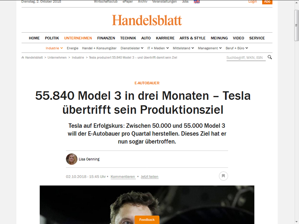 Quelle: Screenprint von Handelsblatt online am 02.10.2018