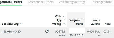 Quelle: Orderbuch des Glücksdrachen Echtdepots bei comdirect