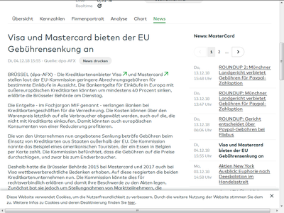 Quelle: Nachrichtenfeed des comdirect-informers