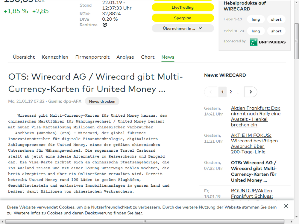 Quelle: dpa-afx Meldung vom 21.01.2019 abgebildet im comdirect Informer