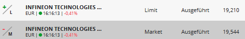 Quelle: Echt-CFD-Konto des Glücksdrachen, aktuelle Infineon-Transaktion vom 05.02.2019