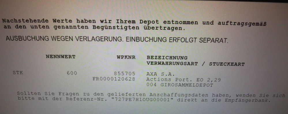 Ausbuchung AXA oben