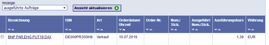 Quelle: Glücksdrachen-Echtdepot beim Zweitbroker, abgerufen am 10.07.2019 abends