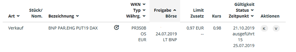 Quelle. Orderbuch des Glücksdrachen Echtdepots bei meinem Zweitbroker