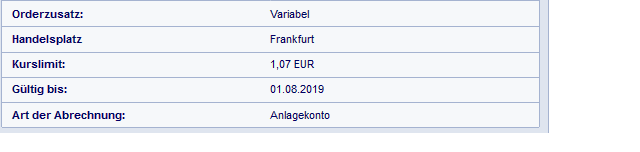 Quelle: Orderbuch des Glücksdrachen-Echtdepots, noch nicht ausgeführte Order