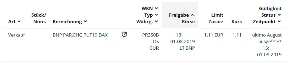 Quelle: Orderbuch des Glücksdrachen-Echtdepots bei meinem Zweitbroker