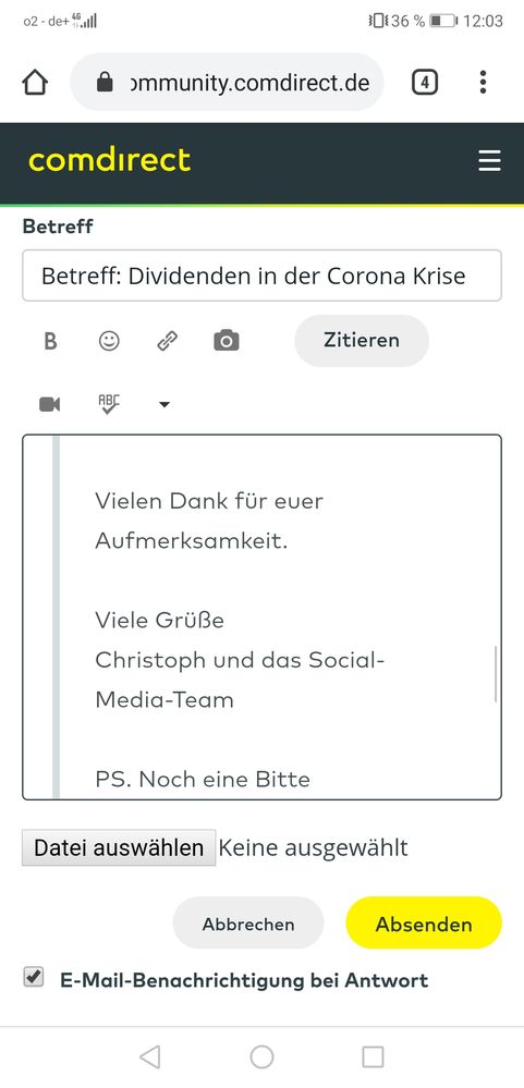 Ein Text von Christoph, den ich zitieren will