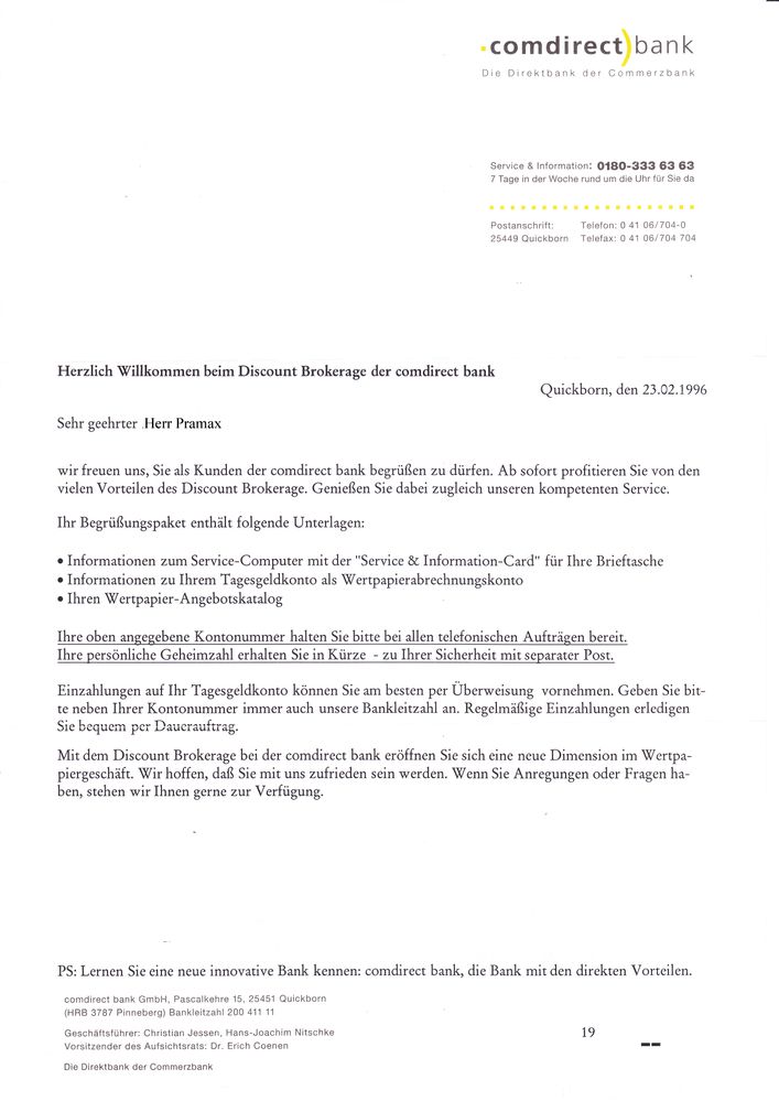 Discount Brokerage im Jahre 1996