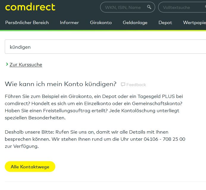 Gemeinschaftsdepot Kundigen Comdirect