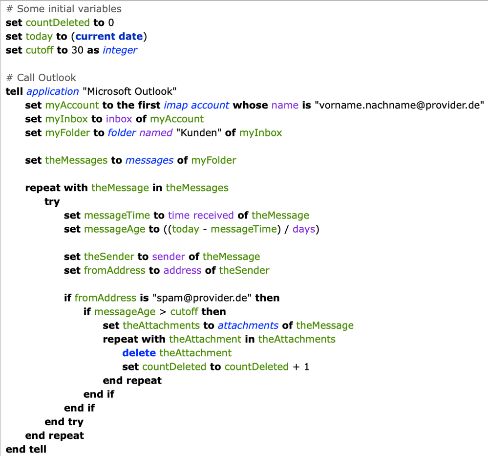 Löschen der E-Mail-Anhänge