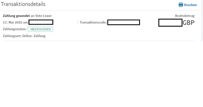 Leicht anonymisierter Buchungssatz aus PayPal